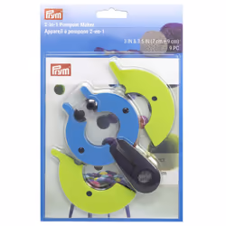 Prym 2-in-1 Large (3"""" & 3-1/2"""") Pompom Maker 3"""" & 3.5"""" Purple Blue Green 2 Count