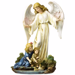 Joseph's Studio by Roman - Guardian Angel with Children Figure on Base Renaissance Collection 8.5"" H Resin and Stone Rel ...