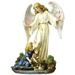 Joseph's Studio by Roman - Guardian Angel with Children Figure on Base  Renaissance Collection  8.5"" H  Resin and Stone  Religious Gift  De