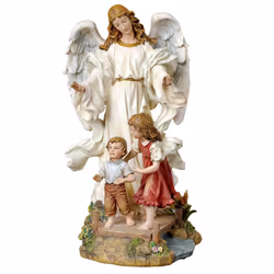 Joseph's Studio by Roman - Guardian Angel with Children on Bridge Figure  Renaissance Collection  10"" H  Resin and Stone  Re ...
