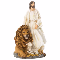 Josephs Studio by Roman  Jesus with Lion and Lamb Figure  Renaissance Collection  12 H  Resin and Stone  Religious Gift  Dec