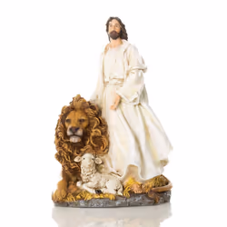 Josephs Studio by Roman  Jesus with Lion and Lamb Figure  Renaissance Collection  12 H  Resin and Stone  Religious Gift  Dec