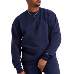 Champion Mens Sweatshirt  Powerblend  Fleece Crewneck (Reg. Big & Tall) Sports-fan-sweatshirts  Navy C Logo  Large US