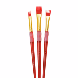 Royal Brush BK693 Big Kids Choice Flat Golden Taklon Hair Acrylic Plastic Wisp Brush Set Red (Pack of 3) Assorted