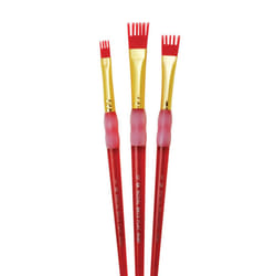 Royal Brush BK693 Big Kids Choice Flat Golden Taklon Hair Acrylic Plastic Wisp Brush Set  Red (Pack of 3)  Assorted