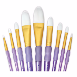 Royal and Langnickel RCC 307 Crafter's Choice Flat Taklon Variety Brush Set - White (Pack of 9)