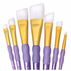 Royal and Langnickel RCC 308 Crafter's Choice Angular Taklon Variety Brush Set - White (Pack of 7)