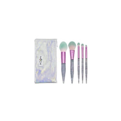 Royal & Langnickel Full Size Glitter Bomb 6pc Complete Makeup Brush Kit with Pouch Includes, Pointed Powder, Blush, Crease, Eye Shader, and Line