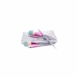 Royal & Langnickel Full Size Glitter Bomb 6pc Complete Makeup Brush Kit with Pouch Includes, Pointed Powder, Blush, Crease, Eye Shader, and Line