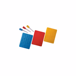 Better Kitchen Products 3 Piece 50 Cavity Silicone Gummy Bear Molds with 3 Matching Droppers Aqua Red and Yellow