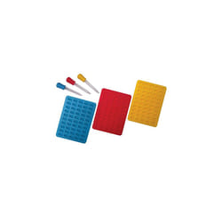 Better Kitchen Products 3 Piece 50 Cavity Silicone Gummy Bear Molds with 3 Matching Droppers Aqua Red and Yellow