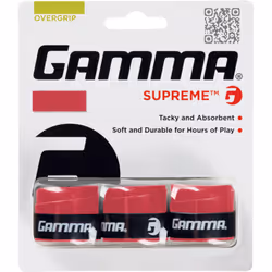 GAMMA Sports Supreme Overgrip for Tennis Pickleball Squash Badminton and Racquetball Racquets 3-Pack Red