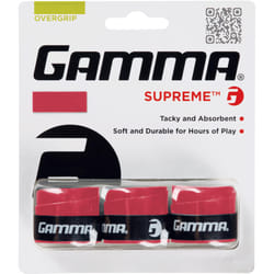 GAMMA Sports Supreme Overgrip for Tennis  Pickleball  Squash  Badminton  and Racquetball Racquets  3-Pack  Red