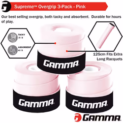 GAMMA unisex adult 3 Pack Supreme Overgrip  Pink  Pack US