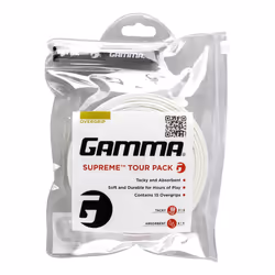GAMMA Sports Supreme Overgrip for Tennis  Pickleball  Squash  Badminton  and Racquetball Racquets  15-Pack  White