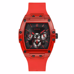 GUESS Men's Polycarbonate Quartz Watch with Silicone Strap Red 24 (Model: GW0203G5)