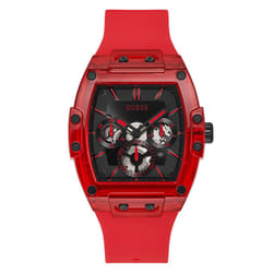 GUESS Men's Polycarbonate Quartz Watch with Silicone Strap  Red  24 (Model: GW0203G5)