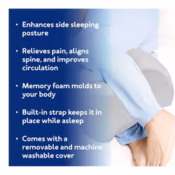 Ergonomic Knee Pillow for Side Sleepers - Orthopedic Memory Foam Knee Pillow for Spine Alignment & Back Pain - Soft Cover with Stabilizing Strap - Kne