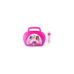 Barbie Sing Along Boombox with Microphone, Built in Music, Flashing Lights, Real Working Mic for Kids Karaoke Machine, Connects Mp3 Player Aux in