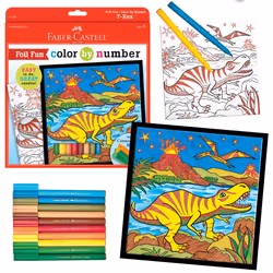 Faber-Castell Color by Number Foil Fun - T-Rex - Color and Display 1 Dinosaur Color by Number Board