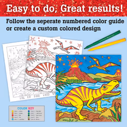 Faber-Castell Color by Number Foil Fun - T-Rex - Color and Display 1 Dinosaur Color by Number Board