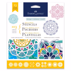Faber-Castell Mixed Media Paper Stencils - 13 Mandala Stencils Designs 202 - Mandala