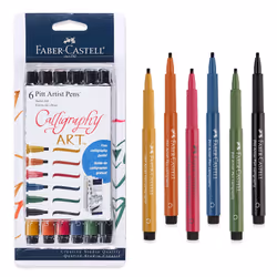 Faber-Castell Calligraphy Pitt Artist Pen Set - 6 Multi Colored Calligraphy Pens