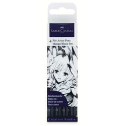 Faber-Castell 267121 - Ink pen Pitt Artist Pen Manga  black ink with different tips  4 pcs