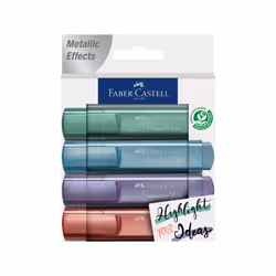 Faber-Castell Metallic Highlighter Set - Assortment of 4 Sheer Metallic Highlighter Pens - Journaling Supplies