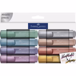 Faber-Castell Metallic Highlighter Set - Assortment of 8 Subtle Glitter Highlighter Markers - Note Taking and Journaling Supp ...