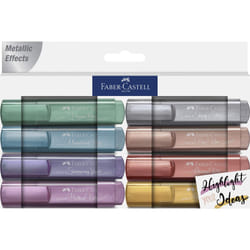 Faber-Castell Metallic Highlighter Set - Assortment of 8 Subtle Glitter Highlighter Markers - Note Taking and Journaling Supplies