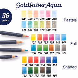 Faber-Castell Goldfaber Aqua Watercolor Pencils Gift Set - 36 Count  12 Pastel and 24 Standard Colors  Water Coloring Pencils for Adults