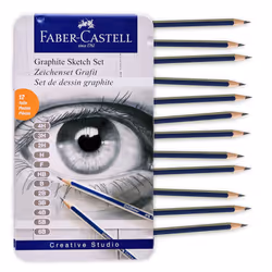 Faber-Castell Graphite Pencils Drawing Set: 12 Art Pencils for Sketching (4H 3H 2H H F HB B 2B 3B 4B 5B and 6B) S ...