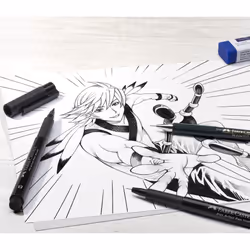FABER-CASTELL 167132 PITT Artist Manga Drawing Pens  Black  4-Pack