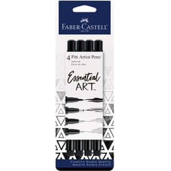 Faber-Castell Pitt Artist Pens Essential Set - 4 Black Markers  Variety of Nibs