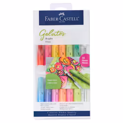Faber-Castell Gelatos Colors Set Brights - Water Soluble Pigment Crayons - 12 Bright Colors