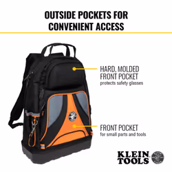 Klein Tools 55421BP-14 Tool Bag Backpack  Heavy Duty Tradesman Pro Tool Organizer / Tool Carrier with 39 Pockets and Molded Base