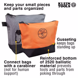 Klein Tools Utility Bag, Zipper Tool Bags in Orange/Black, Gray/Black, 12.5-Inch Canvas, 2--Pack Klein Tools 55470