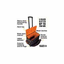 Klein Tools, Rolling Bag on Wheels with High Clearance, Portable Tool Box up to 250 Pounds 55473RTB