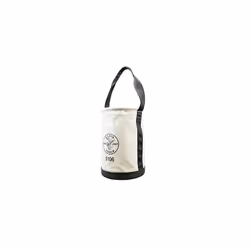 StraightWall Bucket Canvas Tool Bucket 9Inch Diameter 14Inch Height No 6 Canvas Web Handle Klein Tools 5106 Offwhite