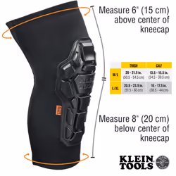 Klein Tools 60511 Knee Pad  Heavy Duty Padded Knee Sleeves  Breathable Mesh Back  Elastic Cuff with Slip-Resistant Silicone  Black  M/L