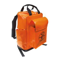 Klein Tools 5185ORA Tool Bag Backpack  Made in USA  Lineman Backpack  Adjustable Padded Shoulder Straps  Double-Stitched Bottom with Drain Holes  Oran