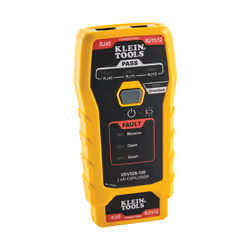 Klein Tools VDV526-100, Twisted pair cable tester, RJ-11, RJ-12, RJ-45, Transmission testing, Black, Yellow, CAT3, CAT5e, CAT ...