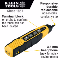 Cable Tracer Probe-Pro Tracing Probe with Replaceable Non-Metallic, Conductive Tip and a Light for Use in Dark Spaces Klein Tools VDV500-123