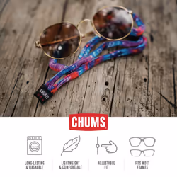 Chums Original Cotton Retainer - Unisex Eyewear Keeper for Sunglasses & Glasses - Adjustable Fit  Washable & Made in USA (Standard-End  Sky Dye)   One
