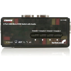StarTech.com 4 Port Black USB KVM Switch Kit with Cables and Audio - desktop KVM Switch - VGA KVM Switch - USB KVM Switch 4 Port (SV411KUSB)