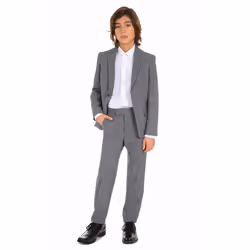 Calvin Klein Boys' Long Sleeve Sateen Dress Shirt  Button-down Style W