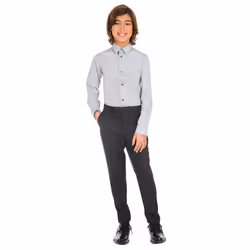 Calvin Klein Boys' Long Sleeve Sateen Dress Shirt  Button-down Style W