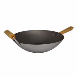 Imusa USA WPAN-10018 Non-coated Wok with Wooden Handles 14-Inch  Silve