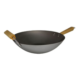 Imusa USA WPAN-10018 Non-coated Wok with Wooden Handles 14-Inch  Silve